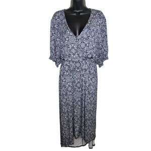 Studio B By Bobeau Navy Blue Knit Floral Dress Size 3x